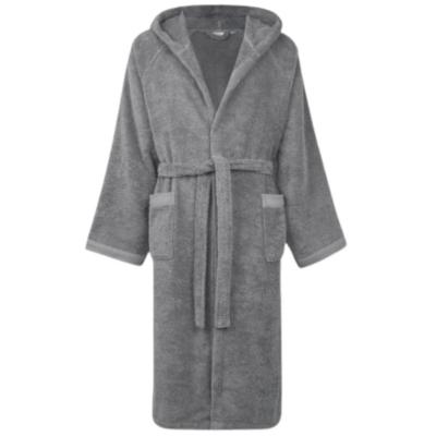 Bellora Accappatoio Uomo e Donna in Spugna con Cappuccio Fiocco bordi in nido d'ape Morbida Spugna Asfalto M L_