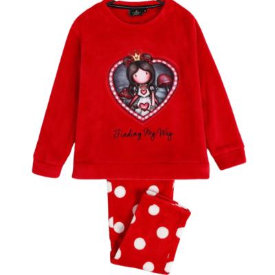 Santoro Gorjuss - Pigiama Invernale, in Pile, con polsini e stampa - Raspberry 10 anni_