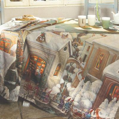 Mirabello Tovaglia Natalizia Raso di Cotone 8 Posti 150x230 Paesino di Natale