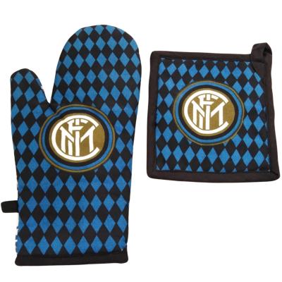 Inter Set Barbecue Guanto da forno e Presina in Cotone_