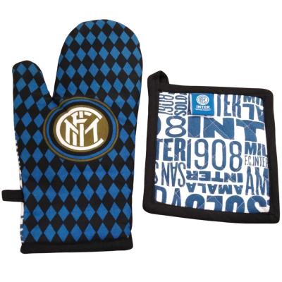 Inter Set Barbecue Guanto da forno e Presina in Cotone_