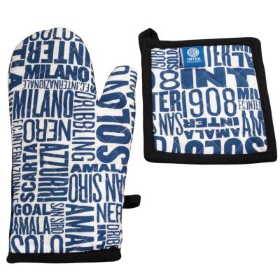 Inter Set Barbecue Guanto da forno e Presina in Cotone_