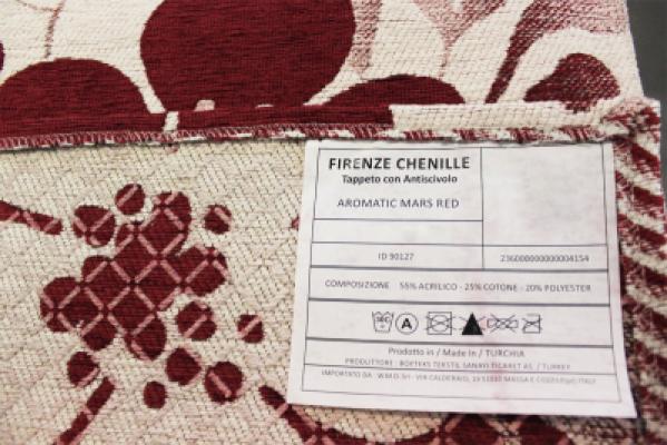 Perlarara Tappeto Arredo Multiuso 55x90 cm Firenze Chenille - Rosso_