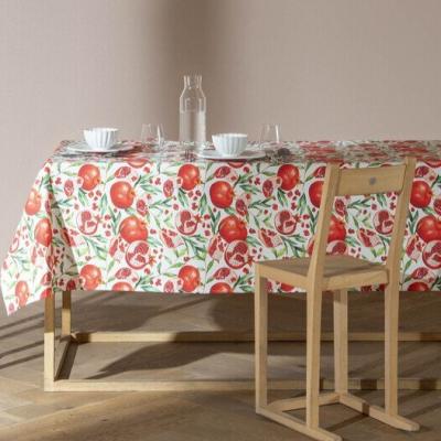 Bassetti Tovaglia in Cotone Antimacchia Stampa Digitale 12 posti Rettangolare 140x250 cm Red Grains