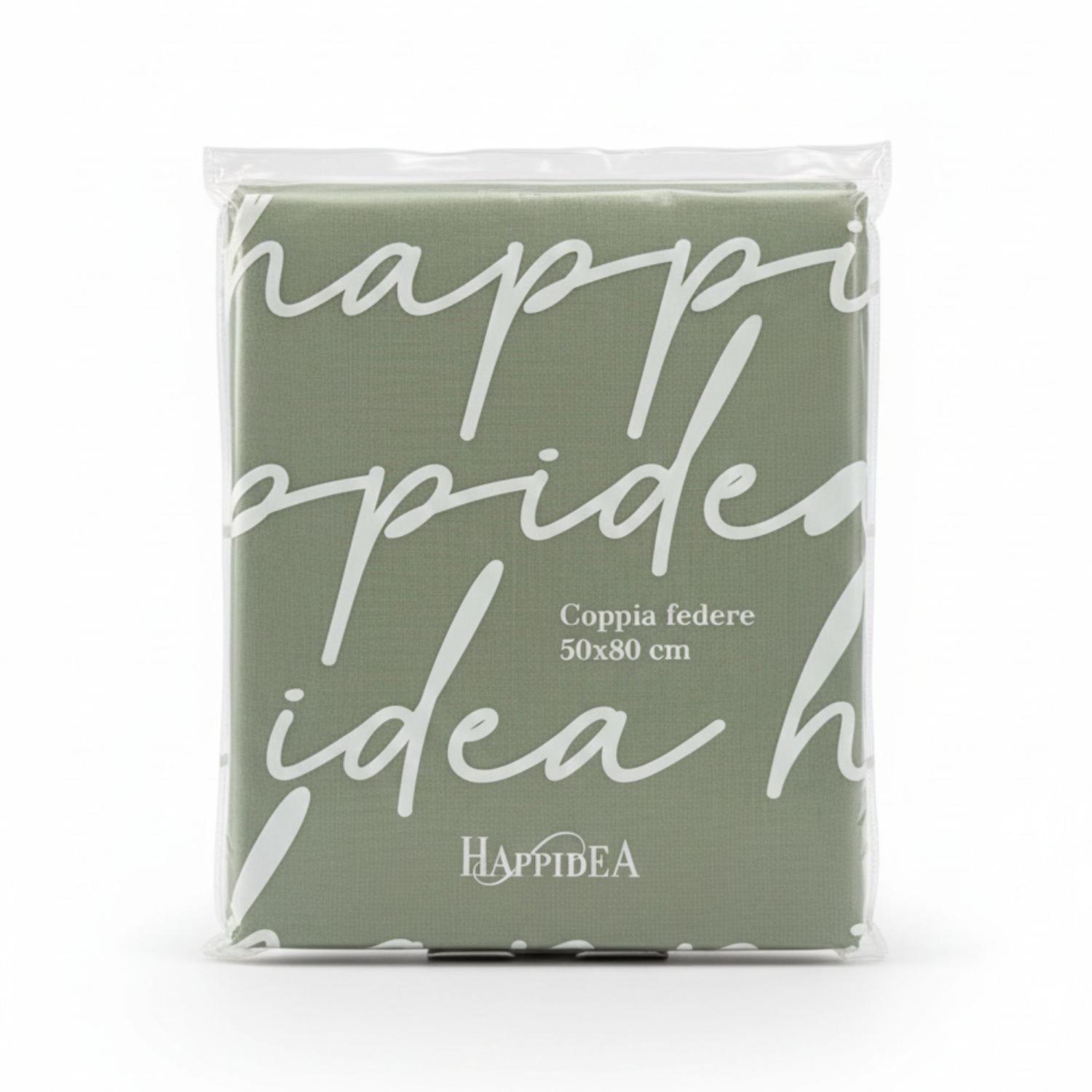 Perlarara Happidea Set 2 Federe in Cotone Tinta unita 50x80 cm Salvia