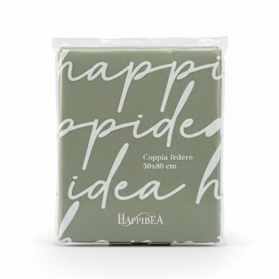 Perlarara Happidea Set 2 Federe in Cotone Tinta unita 50x80 cm Salvia