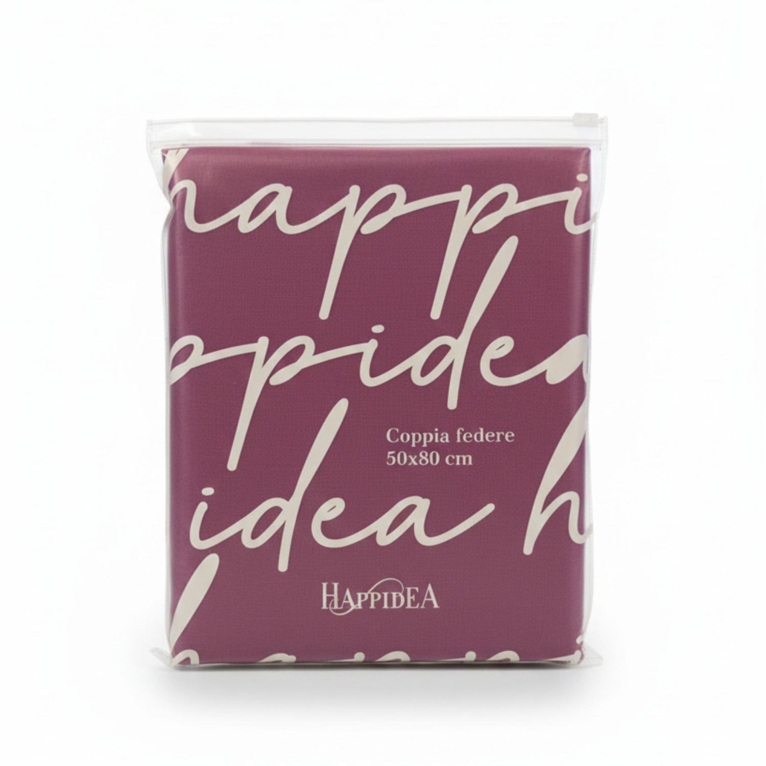 Perlarara Happidea Set 2 Federe in Cotone Tinta unita 50x80 cm Ciclamino