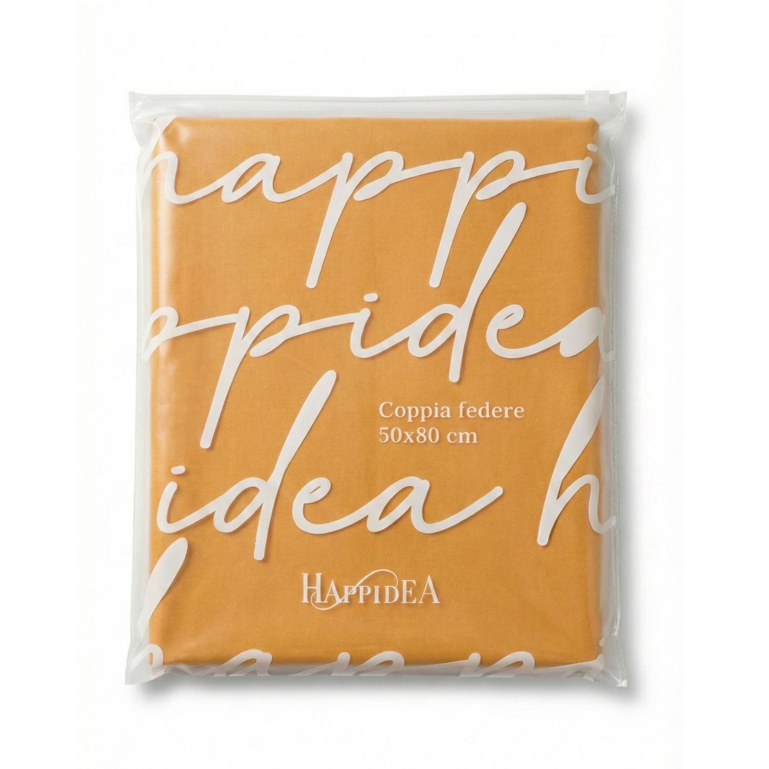 Perlarara Happidea Set 2 Federe in Cotone Tinta unita 50x80 cm Ocra