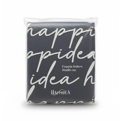 Perlarara Happidea Set 2 Federe in Cotone Tinta unita 50x80 cm Blu Profondo