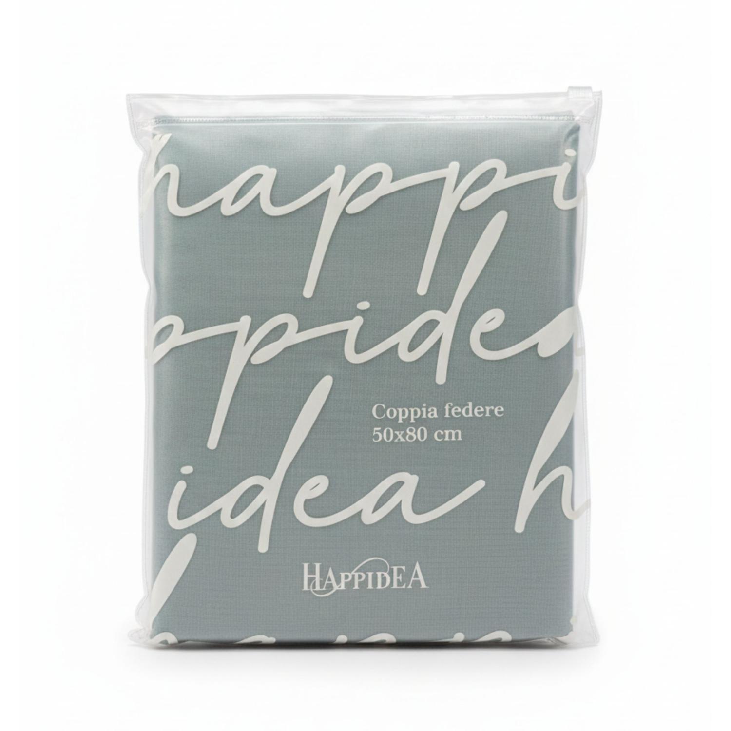 Perlarara Happidea Set 2 Federe in Cotone Tinta unita 50x80 cm Laguna