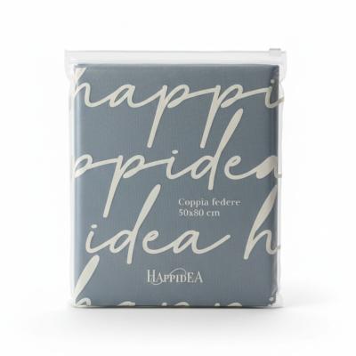 Perlarara Happidea Set 2 Federe in Cotone Tinta unita 50x80 cm Azzurro Polvere