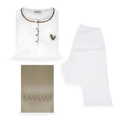 Manam Pigiama Donna Elegante Due 2 Pezzi Interlock 10915 100% Cotone TG. 52_