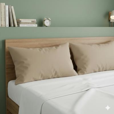 Perlarara Happidea Set 2 Federe in Cotone Tinta unita 50x80 cm Sabbia