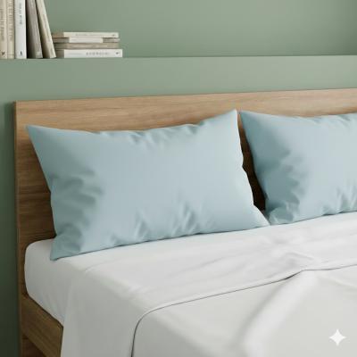 Perlarara Happidea Set 2 Federe in Cotone Tinta unita 50x80 cm Blu Pavone_