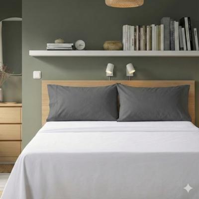 Perlarara Happidea Set 2 Federe in Cotone Tinta unita 50x80 cm Grafite