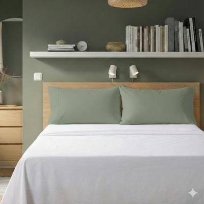 Perlarara Happidea Set 2 Federe in Cotone Tinta unita 50x80 cm Salvia_