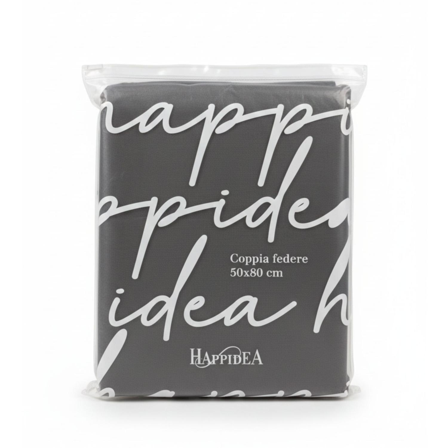 Perlarara Happidea Parure Copripiumino Singolo Cotone Tinta Unita Grafite