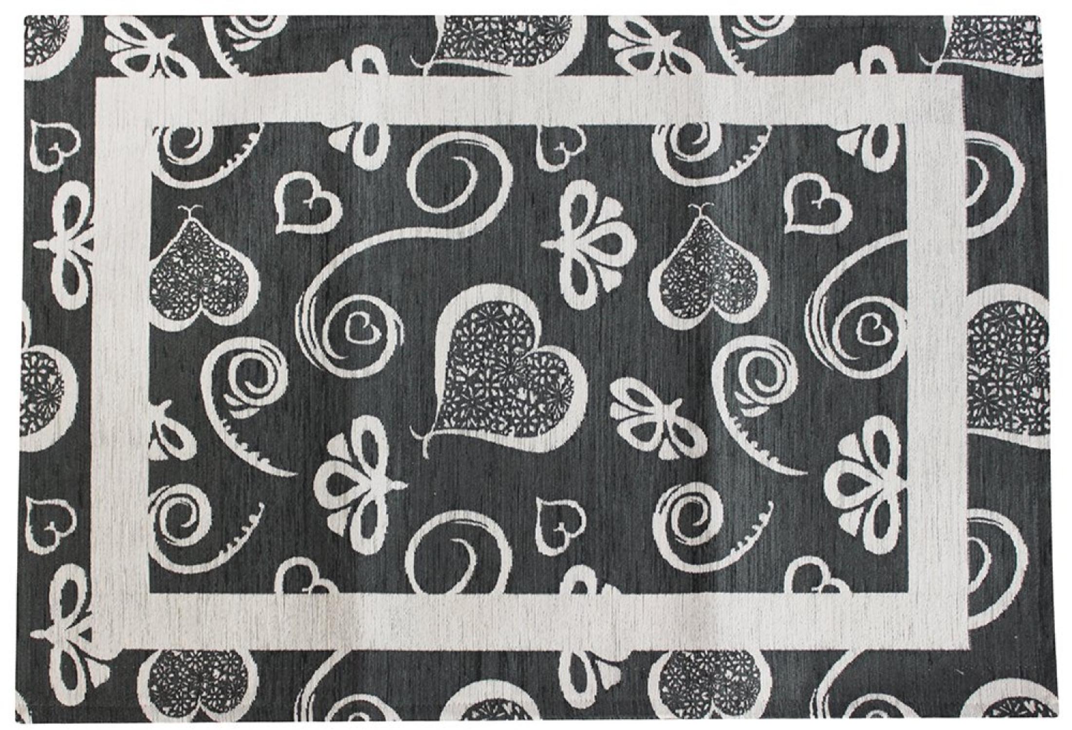 Perlarara Tappeto Cuori 66x180 cm in cotone e poliestere - Grigio