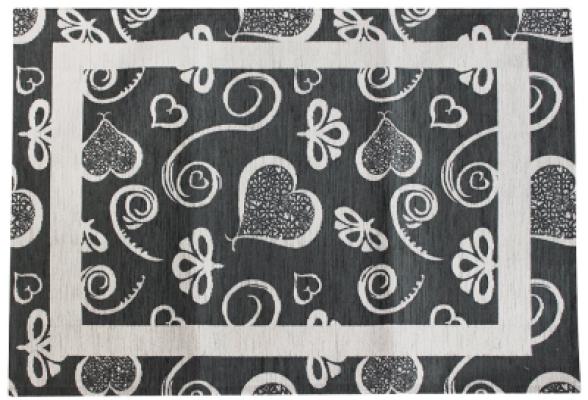 Perlarara Tappeto Cuori 66x180 cm in cotone e poliestere - Grigio_