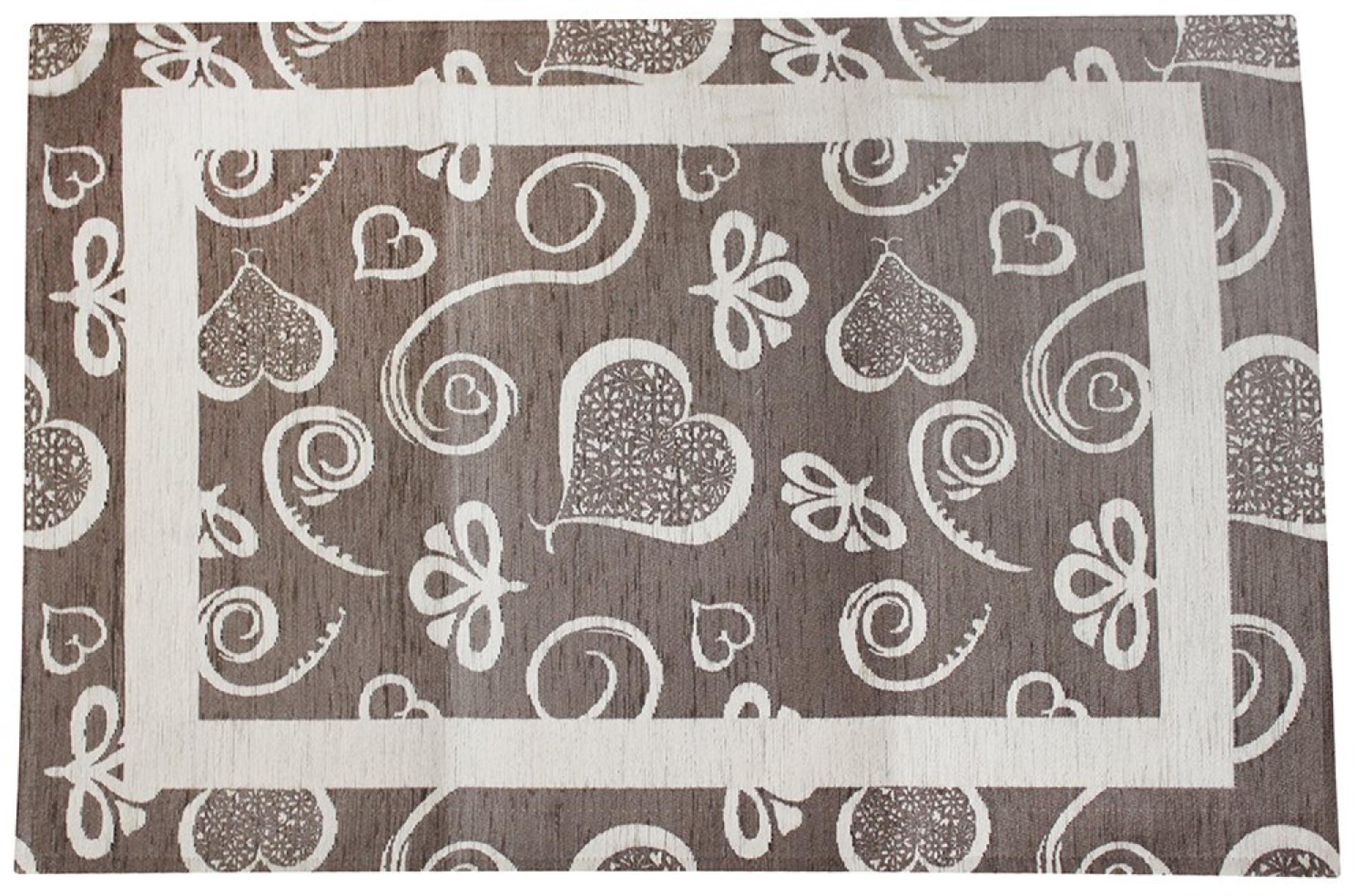 Perlarara Tappeto Cuori 66x180 cm in cotone e poliestere - Tortora