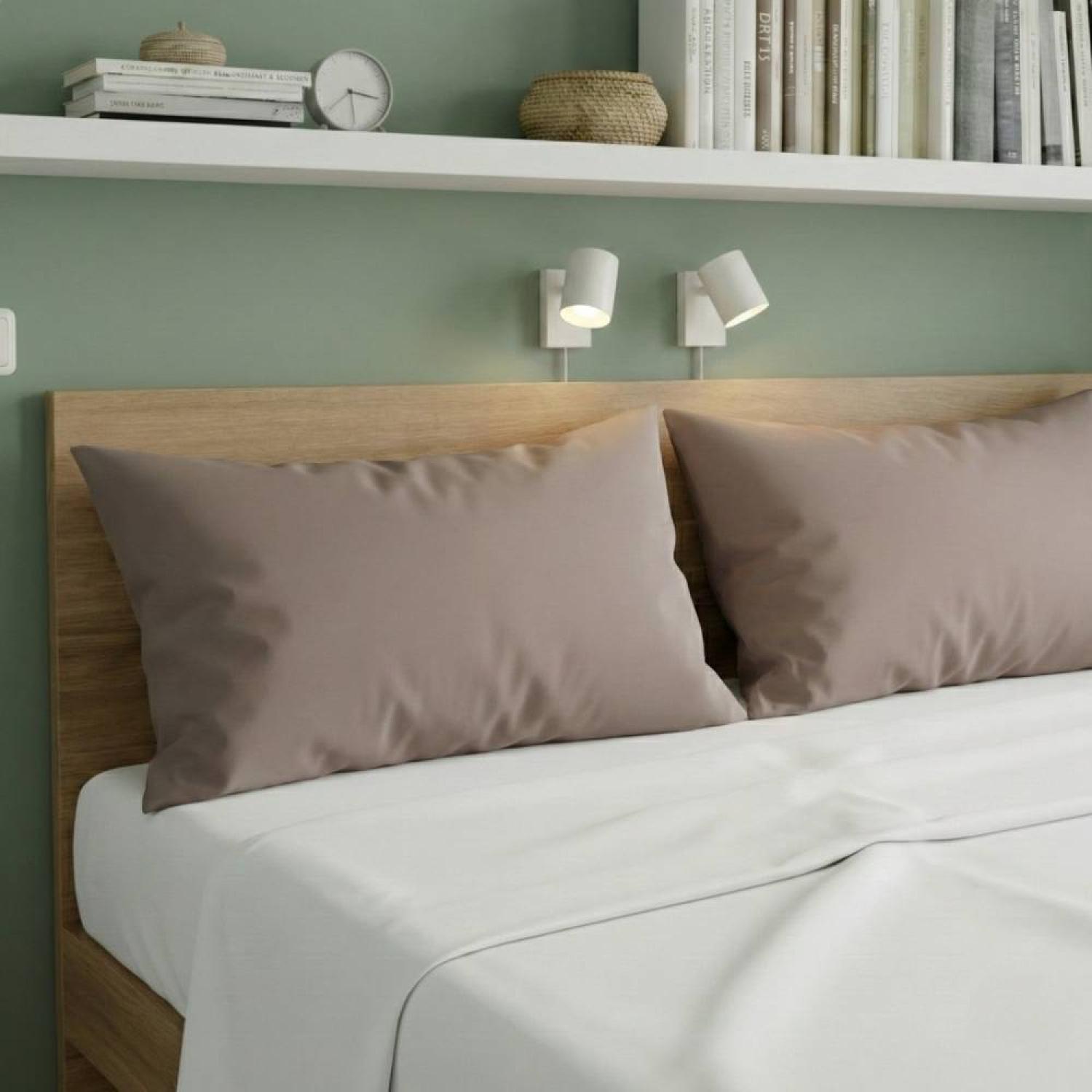 Perlarara Happidea Set 2 Federe in Cotone Tinta unita 50x80 cm Biscotto