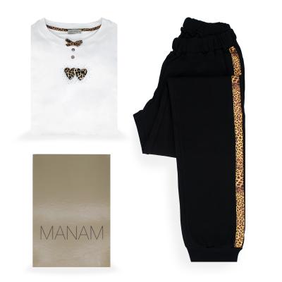 Manam Pigiama Donna Elegante Due 2 Pezzi Interlock 10913 100% Cotone TG. 50_