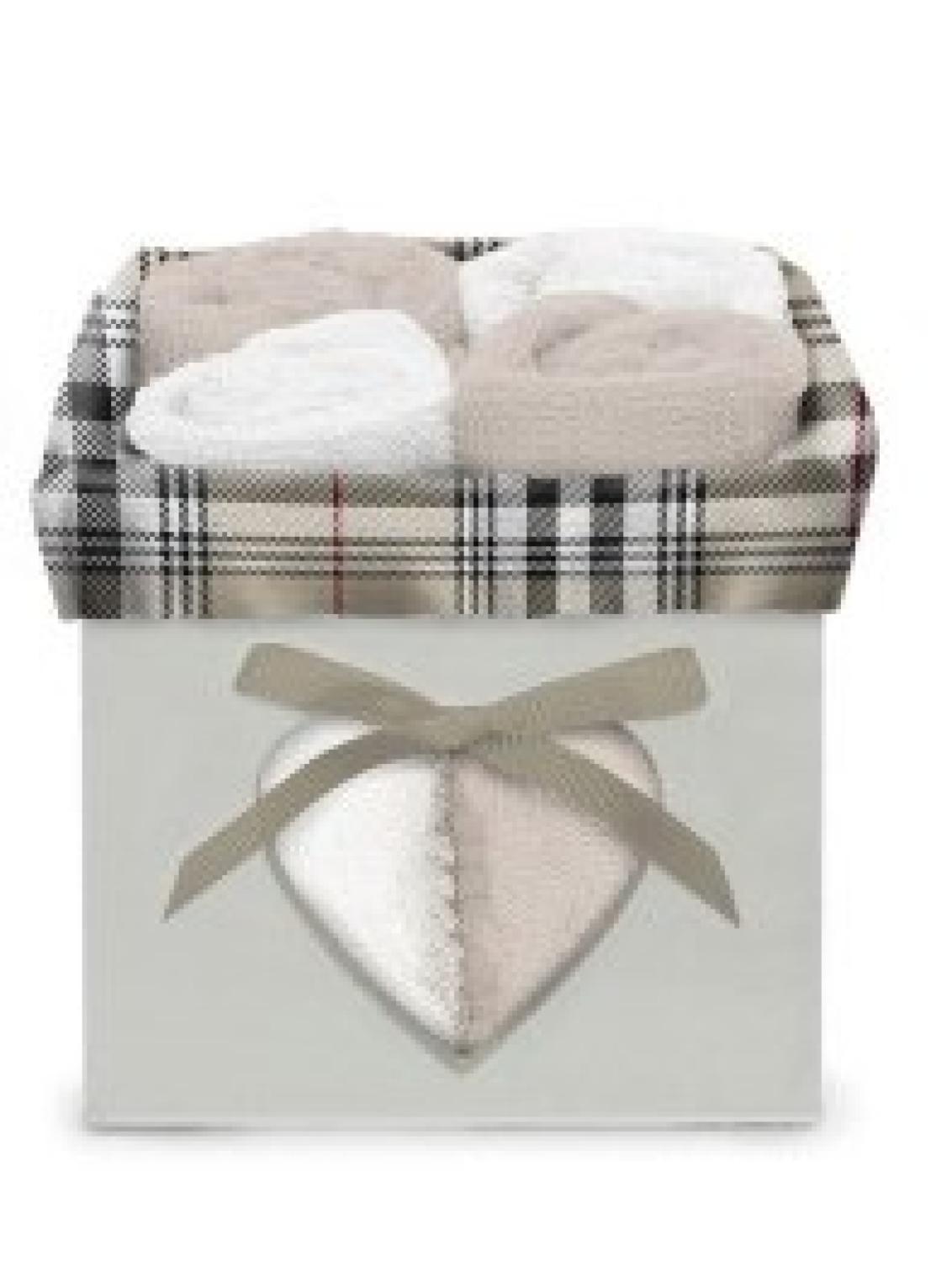 Daunex Set 4 Lavette 30x30 cm asciugamano ospite Spugna di Cotone Tartan Boston, In Confezione di Legno