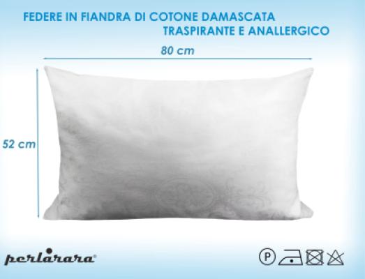 Perlarara Set 2 Federe Copriguanciale Anallergico in Fiandra di Cotone Fasciato con Cerniera_