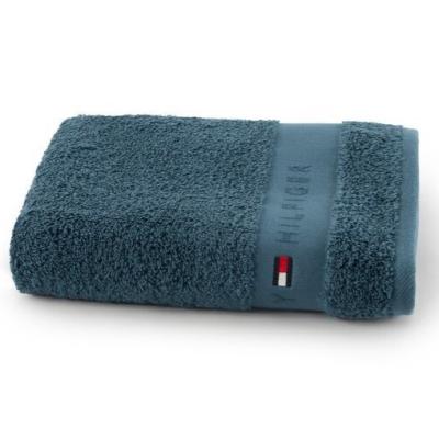 Tommy Hilfiger Set due pezzi Spugna Bagno ospite e Asciugamano Puro Cotone Legend Peacock