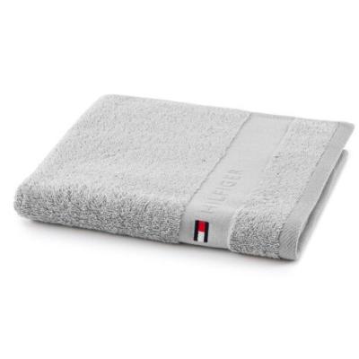 Tommy Hilfiger Set due pezzi Spugna Bagno ospite e Asciugamano Puro Cotone Legend Silver