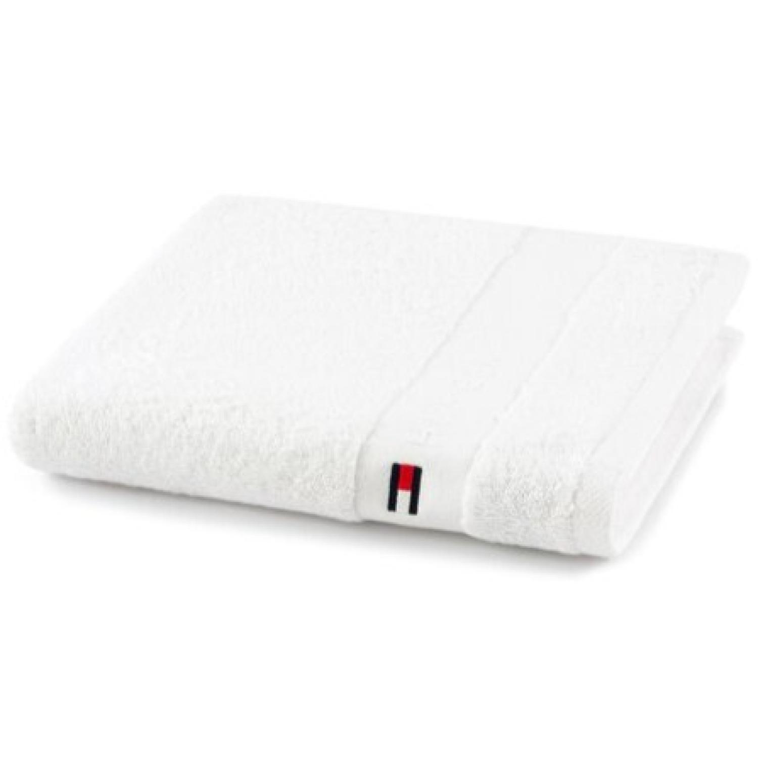 Tommy Hilfiger Set due pezzi Spugna Bagno ospite e Asciugamano Puro Cotone Legend White