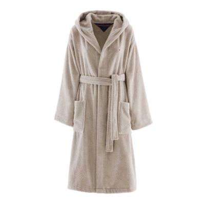 Tommy Hilfiger - Accappatoio in Spugna di Puro Cotone Legend con Cappuccio, Uomo Donna L Sand