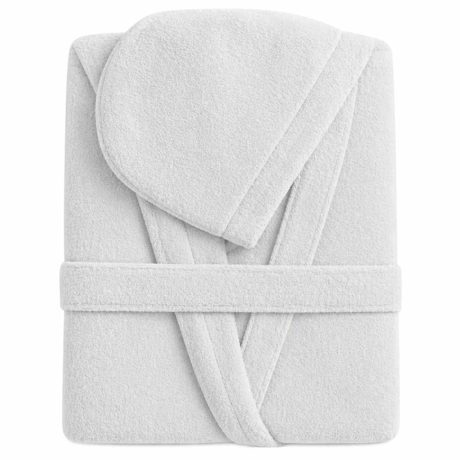 Happidea Accappatoio Uomo e Donna in Spugna di Cotone con Cappuccio Grigio Perla tg S