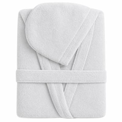 Happidea Accappatoio Uomo e Donna in Spugna di Cotone con Cappuccio Grigio Perla tg S