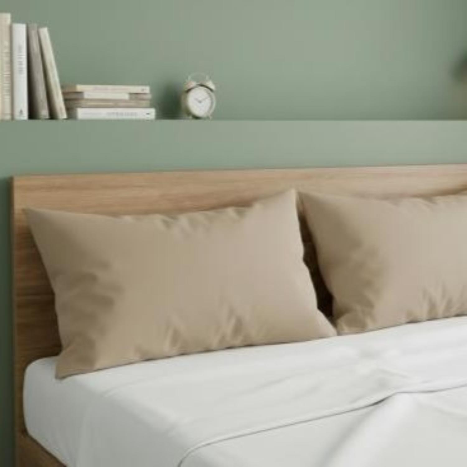 Perlarara Happidea Set 2 Federe in Cotone Tinta unita 50x80 cm Sabbia