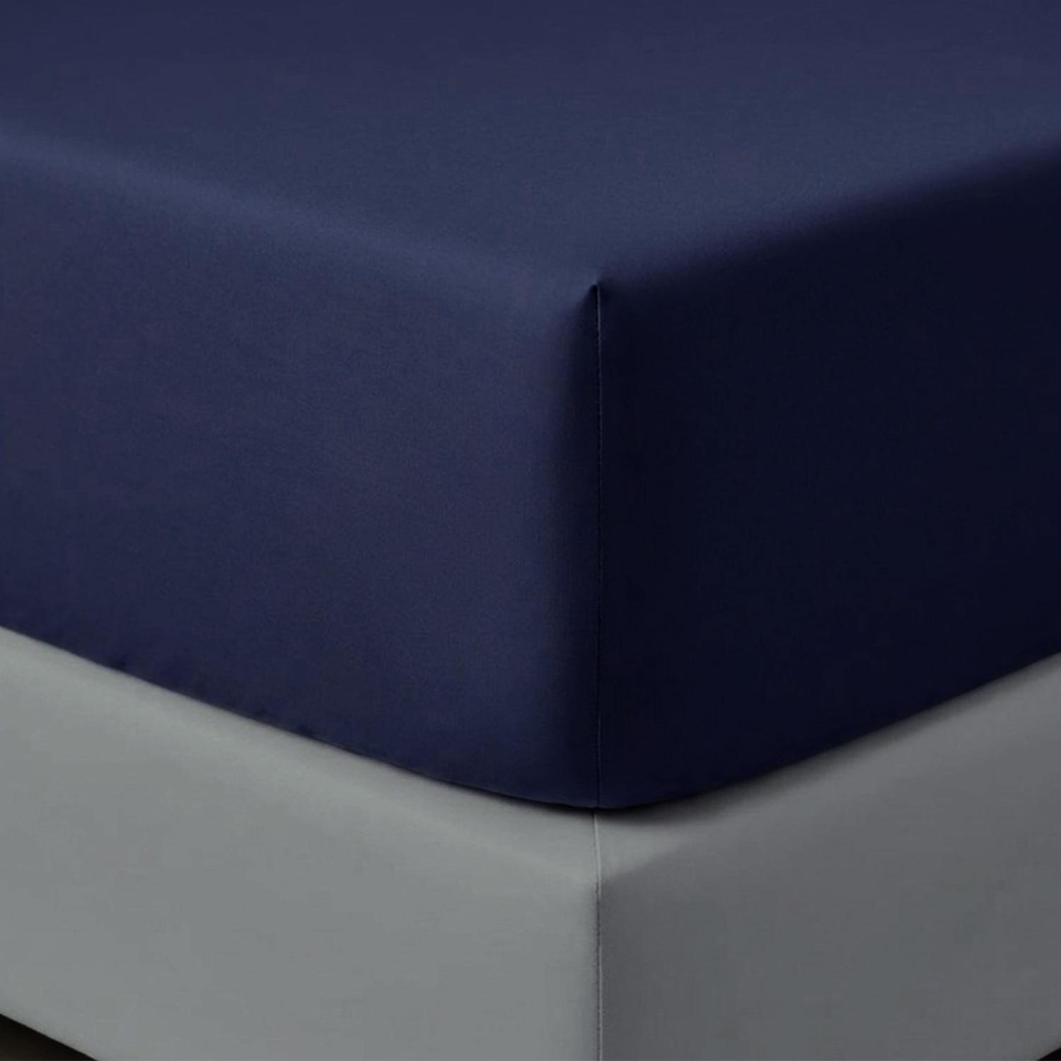Perlarara Lenzuolo sotto con Angoli Singolo in Cotone una piazza 90x200 cm Blu Profondo