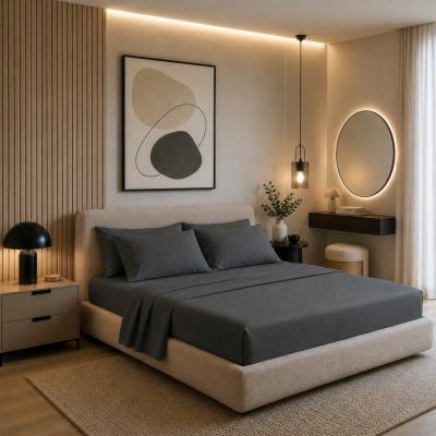 Perlarara Happidea Completo Letto Una Piazza e Mezza Cotone Tinta Unita Grafite