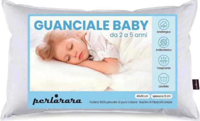 Perlarara - Cuscino Bambino da 2 a 5 Anni Morbido in Cotone 40x60 cm_