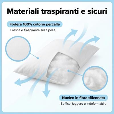 Perlarara - Cuscino Bambino da 2 a 5 Anni Morbido in Cotone 40x60 cm_