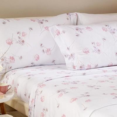 Caleffi Completo Letto Matrimoniale Flores Rosa Lenzuola Flanella Puro Cotone Antipilling_