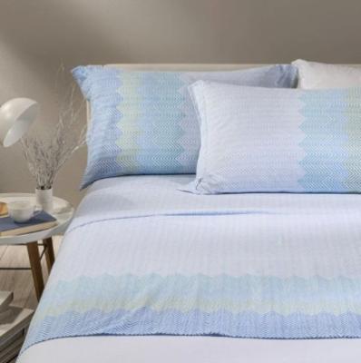 Caleffi Completo Letto Matrimoniale William Bluette Lenzuola Flanella Puro Cotone Antipilling