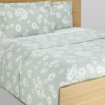 Mirabello Completo Letto Matrimoniale Flanellina Soft White Daisy 00V Lenzuola Flanella Puro Cotone Antipilling