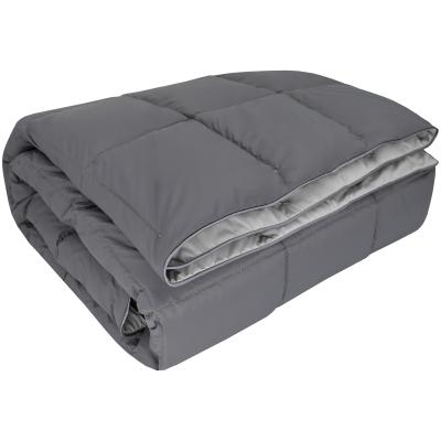 PERLARARA Plaid in Puro Piumino di Piuma d' Oca 725 Fil Power Invernale Morbidissimo 130x180 cm Double Face Silver Antracite_