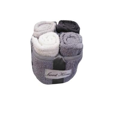 Cogal, Lavette set 4 pezzi 30x30 cm, Spugna di Puro Cotone, Asciugamano Bagno in Cestino porta lavette Soft Grey