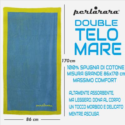 PERLARARA Telo Mare 85x170 cm, Telo da Bagno Cotone, Super assorbente Azzurro Giallo_