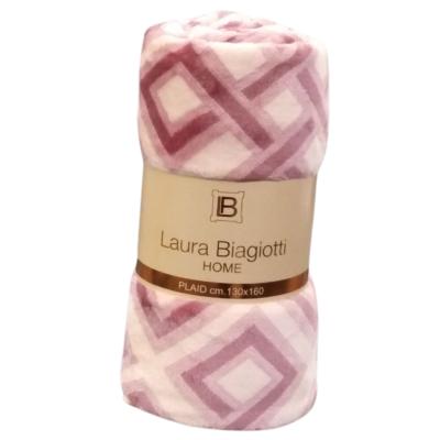 Laura Biagiotti Plaid Divano in Micropile, Aralia Rosa Calda Coperta 130x160 cm Morbida e Avvolgente