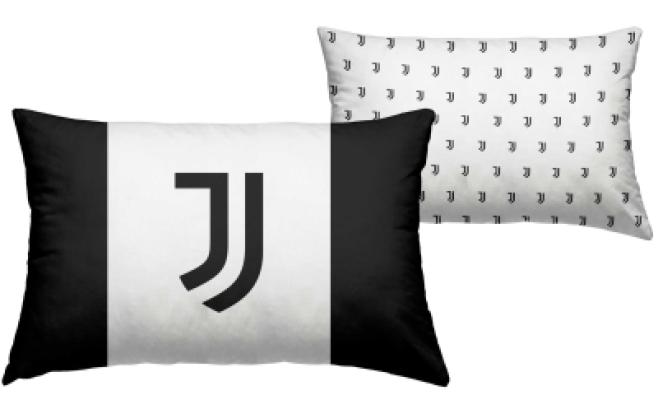 Juventus Federa Cuscino Culla Baby Ufficiale 40x60,  Regalo Neonato, Cotone Anallergico Bianco Nero