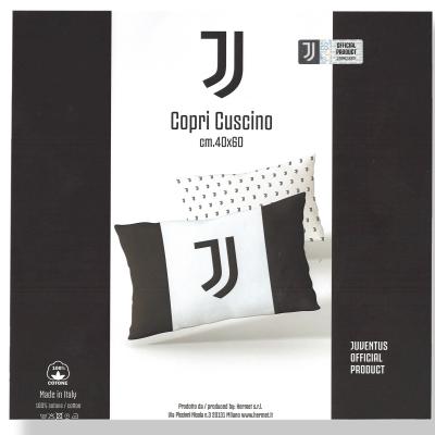 Juventus Federa Cuscino Culla Baby Ufficiale 40x60,  Regalo Neonato, Cotone Anallergico Bianco Nero_