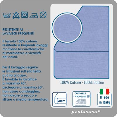 PERLARARA Lenzuolo Una Piazza e Mezza con Angoli, Lenzuolo Cotone Sotto 120x200 cm Elastic-Fit anche per Materasso Alto Creta Blu_