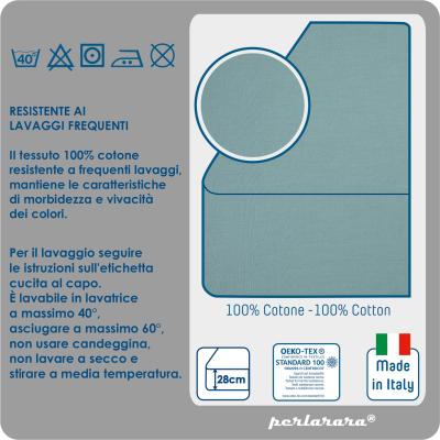 PERLARARA Lenzuolo Singolo con Angoli, Lenzuolo Cotone Sotto 90x200 cm Elastic-Fit anche per Materasso Alto Teal Blue_